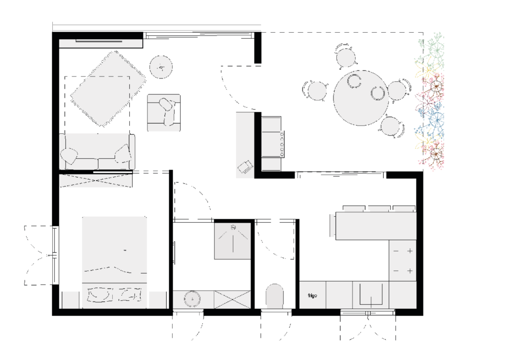 Plan d'aménagement : Transformation d'un garage en appartement tout compris par StudioArchiDesign.